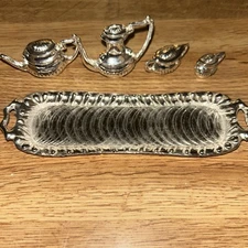 Vintage Miniature Tea and Coffee Service 5 Piece Set with Silver-Tone Finish $20