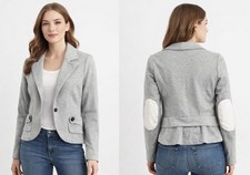 Princess Vera Wang Gray Cropped Blazer Jacket WMN SZ S Peplum Cotton Chic