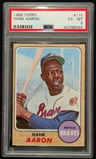 1968 Topps Hank Aaron PSA 6 EX-MT #110 Original VINTAGE Milwaukee Braves ~9055