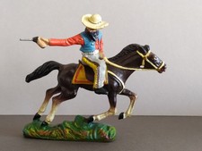 FIGURINE DURSO SOLDAT COMPOSITION BANDIT FUYANT A CHEVAL épo.  Elastolin Linéol
