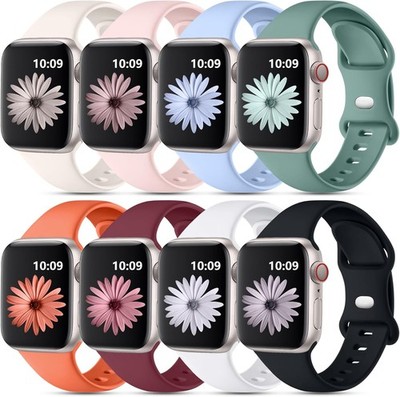 8 Pack Soft Silicone Strap Compatible with Apple Watch Series 7 44mm Waterproof
