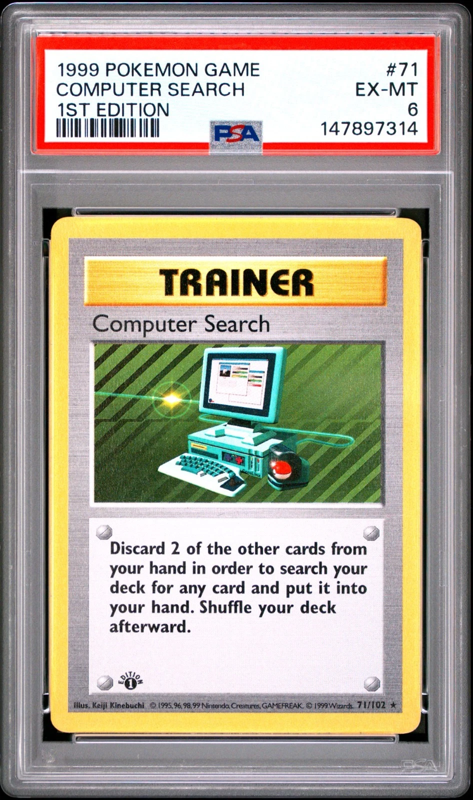 1999 POKEMON GAME BASE SET COMPUTER SEARCH 1ST EDITION #71 PSA 6