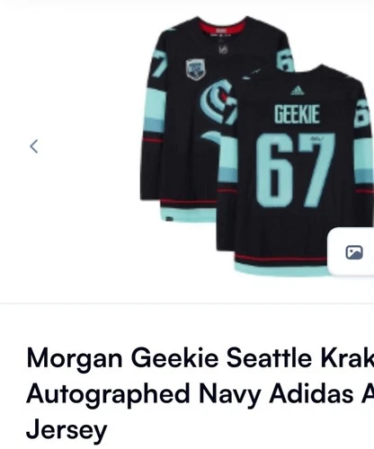 Morgan Geekie Seattle Kraken Signed Navy Adidas Authentic Jersey NHL Size 54