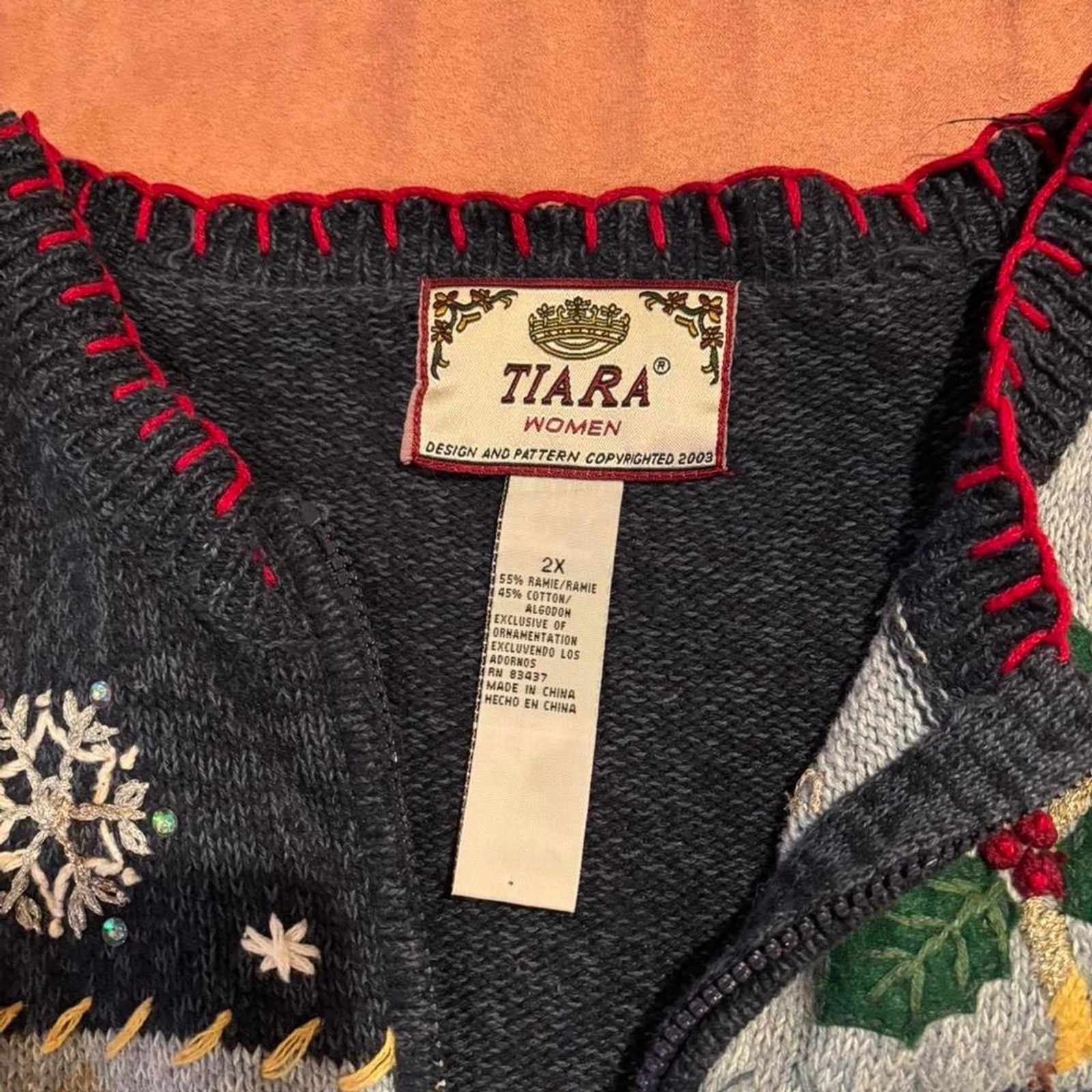 Christmas Patchwork Zip Up Jacket Grannycore - image 5