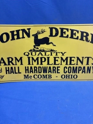 #ad John Deere Quality Farm Implements Mcomb Ohio Hardware Sign 12 1 4” By 23 1 2” $199.99