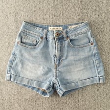 Bullhead Denim Co Womens Size 1 Mom Shorts High Rise Light Wash Cuffed Denim
