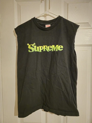 Tee shirt noir Supreme Shrek taille S manches coupées