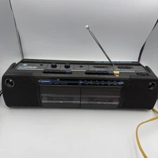 🎵 Vintage GE 3-5632A Boombox Dual Cassette AM/FM Radio – High Speed Dubbing