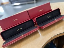 2x Cartier Necklace Long Empty Leather Box Case Jewelry Red Storage
