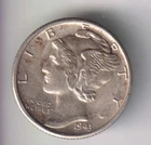 1943-S MERCURY DIME 10¢ SAN FRANCISCO 90% SILVER COIN UNITED STATES MINT