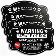 Beware of Dog Sign, 4 Pack Beware of Dog Signs for Fence,10x7 Inch