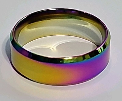 Iridescent Rainbow Color Stainless Steel Ring for Women Men Unisex