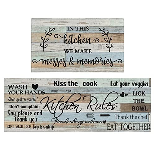 Farmhouse Kitchen Rug Sets of 2 Piece Non Slip Kitchen Rugs and Mats Washable