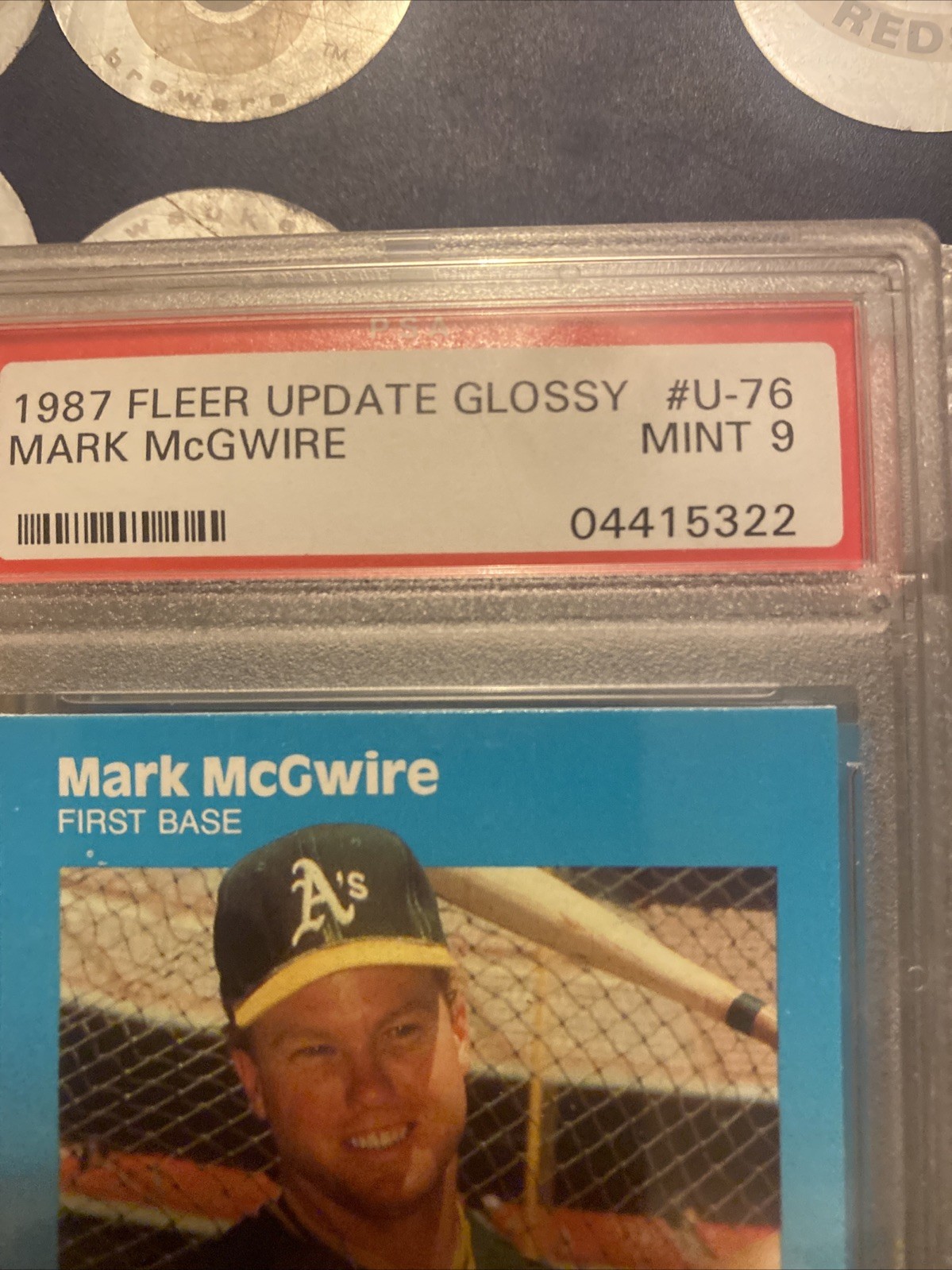 Mark Mcgwire 1987 Fleer Update Glossy Psa 9 view 2