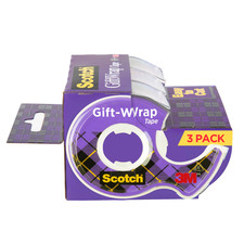 Scotch Satin-Finish GiftWrap Tape: 3/4 in. x 25 ft. Translucent 3-pack