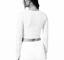 Lululemon Ever Elated Cropped Long Sleeve *Nulu White Size 8