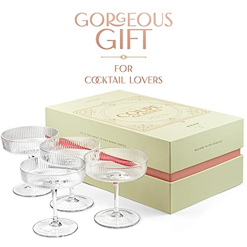 Bicchieri vintage Art Deco Coupé | Set di 4 | 7 oz bicchieri da cocktail classici - Foto 6 di 7