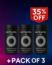 3 Pack Men’s Hair Growth Supplement 360 Caps Glass Bottles Exp 10/2026 Sealed