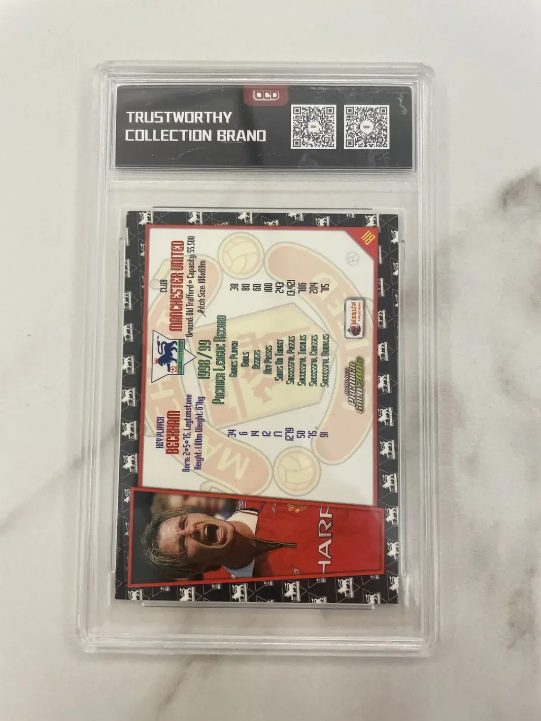 5. 2000 Merlin David Beckham Man Utd Premier Gold Silver Refractor #B11 QI94 view 2
