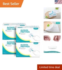200 Count Alcohol Wipes Individually Wrapped - 70% Isopropyl, 4" x 6" Prep Pads