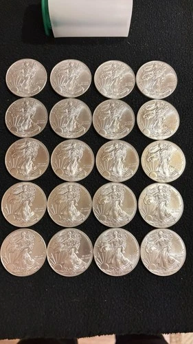 2015 AMERICAN SILVER EAGLE (20) 1OZ. .999 SILVER BULLION FRESH ROLL BEAUTIFUL