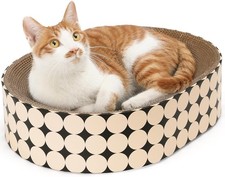 2 in 1 Cat Scratcher Cardboard Oval Scratch Pad Lounge Bed for Indoor Cats Bed