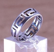 sz 7, vtg Sterling silver handmade ring, southwestern 925 greek key band