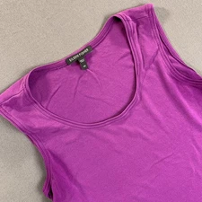 Eileen Fisher Shirt Womens XS Purple 100% Silk Tank Top Jersey Scoop Neck