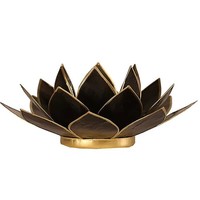 Lotus Teelichthalter Schwarz Goldfarbig -- 13.5 Cm Online Bestellen