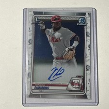 2020 Bowman Chrome Baseball Kendall Simmons 1st Auto