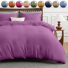 Plain Duvet Quilt Cover Bedding Set Reversible Twin Queen King Comforter Covers