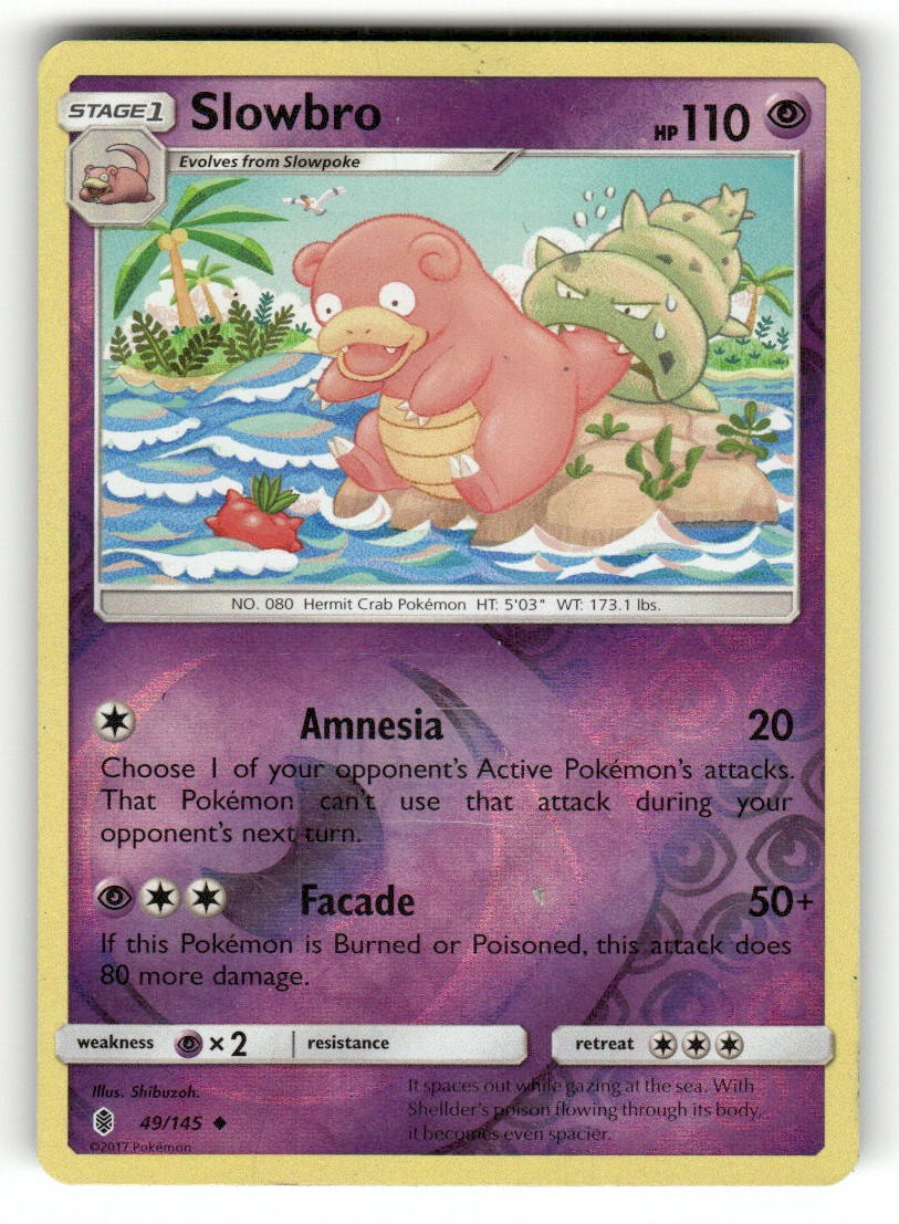 Slowbro 49/145 Uncommon Guardians Rising Pokemon Reverse Holo Damaged