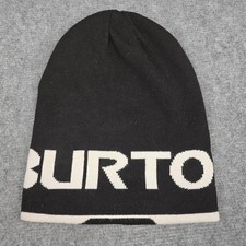 Burton Beanie Hat Mens Black White Spell Out Logo Knit Snowboard Ski Winter