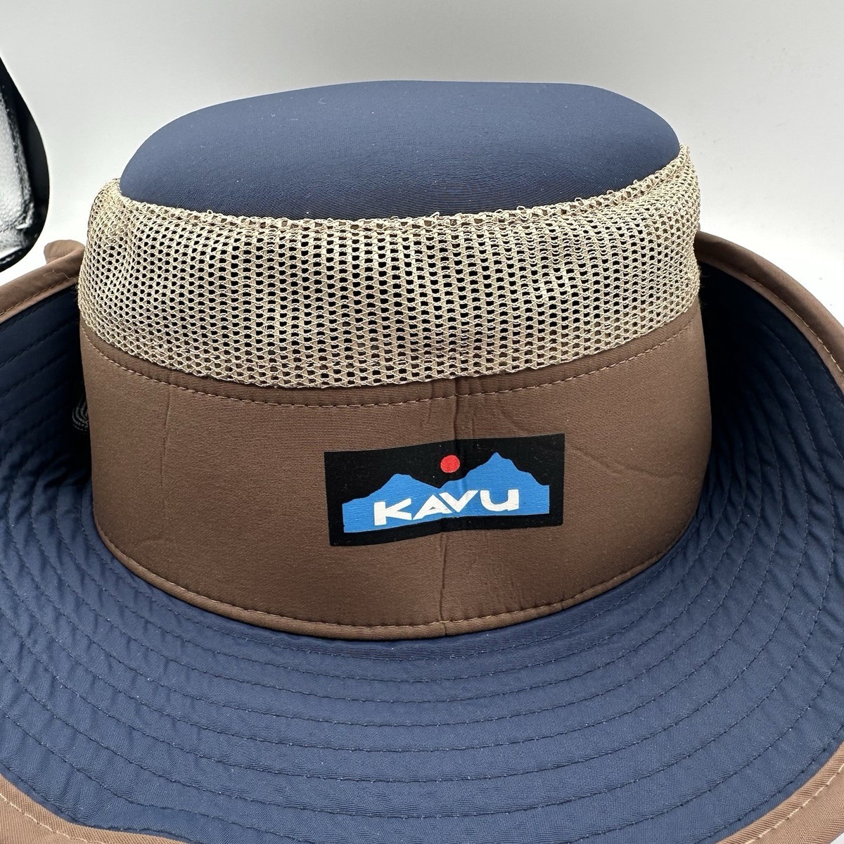 Kavu Bobber Bucket Hat Cap Navy Blue Birch Brown Fishing  display picture 3
