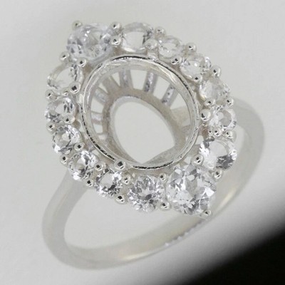 925 Sterling Silver Oval 9x7mm Semi Mount Ring Setting Halo Moissanite Ring