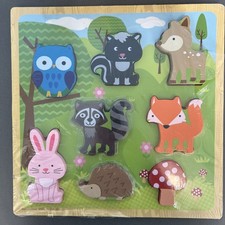 8-Piece Chunky Wooden Puzzle featuring forest animals 1