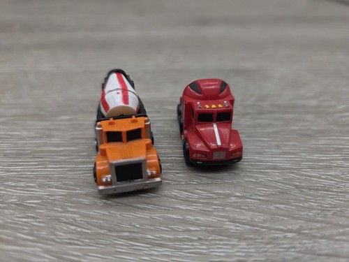 Galoob Vintage Micro Machines Red Semi Truck Cab & Cement Mixer Orange Lot of 2  - Picture 6 of 9