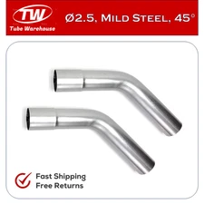 2Pcs 2.5"OD 45 Degree Mild Steel Exhaust Custom DIY Mandrel Bend Pipe Tube