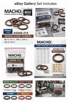 AS568 214 Brown Viton O Rings 75 Durometer | FKM Seal | 100 Pack | Macho O-Ring