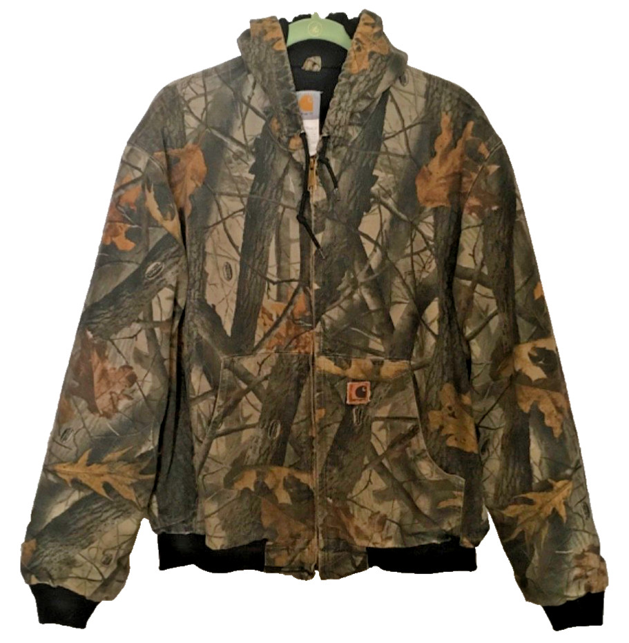 Carhartt Vintage Mens Hooded Jacket Realtree Hardwoods Camo J144 Coat Size L
