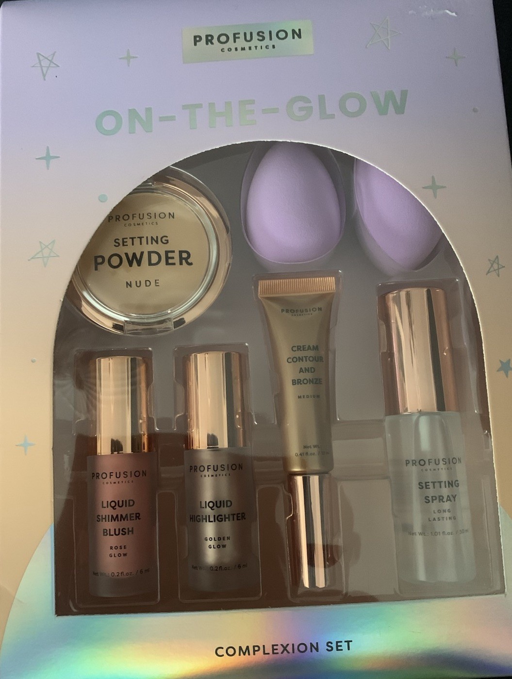 Profusion On The Glow Makeup Kit Highlighter Bronzer Setting Powder Blenders