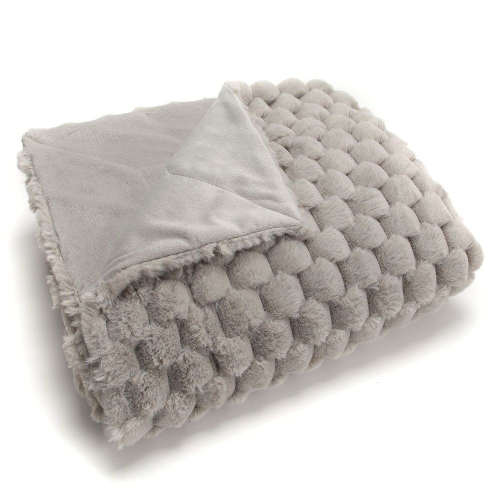 Plaid Diana gris en polyester de qualité supérieure, jeté de lit 130x170