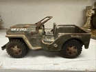 _Vintage 1960's Tonka Army Willy's Jeep GR2-2431 Pressed Steel Military Toy