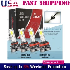 9005+H11 LED Headlight Combo High Low Beam Bulbs Kit Super White Bright Lamps US