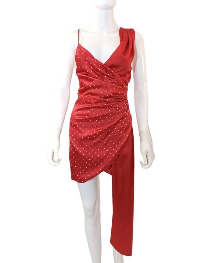 Mini vestido de verano Misha rojo con estampado de lunares para mujer Reino...