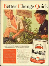 1940 Vintage ad for Mobiloil/great illustration/boy/police officer (021913)