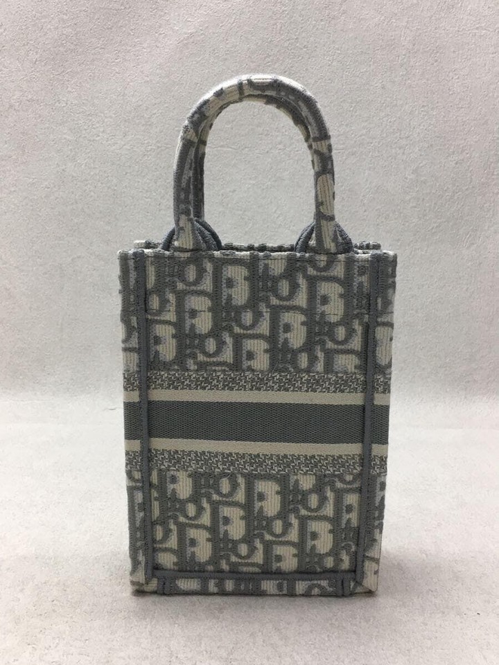 Christian Dior Handbag BOOK TOTE Phone Bag Mini Gray Total Pattern Used