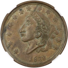 1838 *HT-63* Hard Times Token - Loco Foco / Mint Drop - NGC MS62 BN
