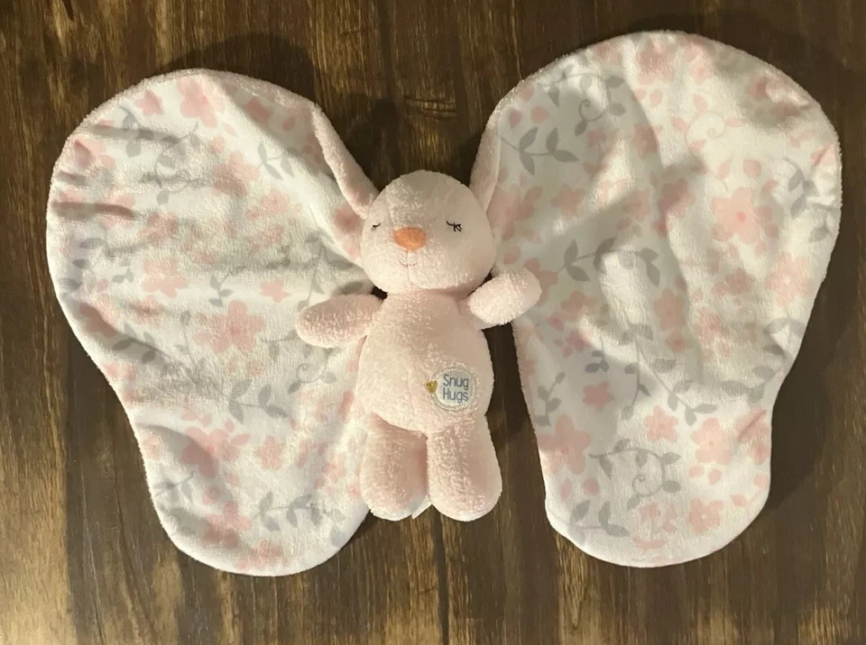Snug Hugs Pink Bunny Rabbit Large Floppy Ears Plush Lovey Blanket Kids Preferred - Image 3 of 4