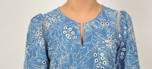 Suncoo Embroidered Cotton Blouse Paris Lafontaine Size 8 Uk BNWT RRP €98 Blue - Picture 6 of 7